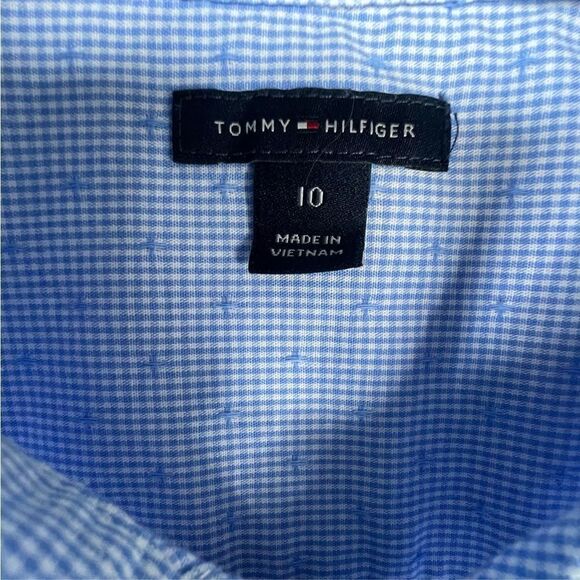 Kids/Boys Tommy Hilfiger Blue and White Long Sleeve Button Up Shirt - Picture 2 of 4
